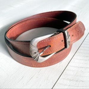 Brown Leather Ranger Belt Genuine Leather Made in USA